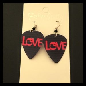 Love guitar pick earrings